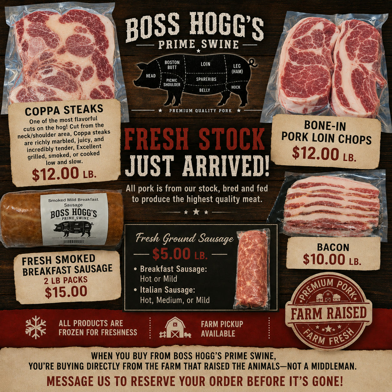 Prime pork cuts